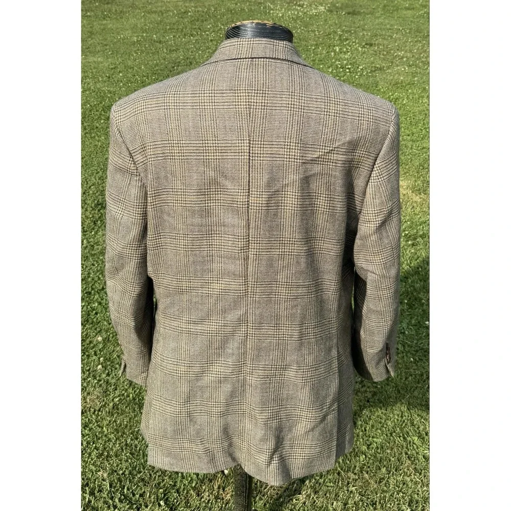 Lauren Ralph Lauren Blazer Mens 44R Gray Lambswool Plaid Tweed Sport Coat